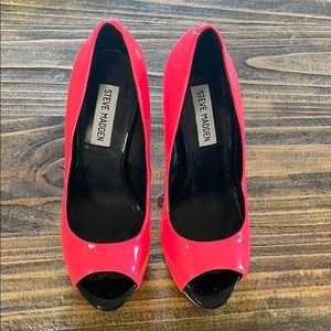 Bright pink and highlighter yellow heels- size 6.5